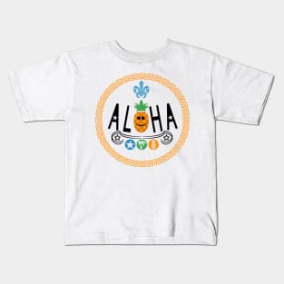 Aloha Pineapple Design (Version 2), with Black Lettering Kids T-Shirt